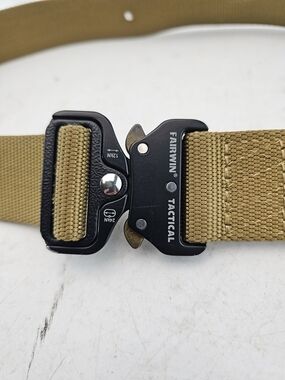 Tactical Men's Khaki Webbing Belt with Quick-Release Buckle Medium 42"